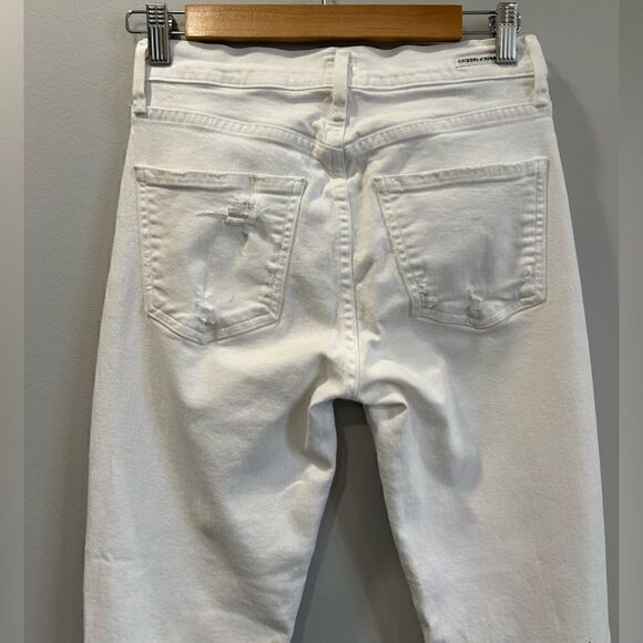 Citizens of Humanity Rocket Crop White Denim Distressed Skinny Jeans - Picture 10 of 14